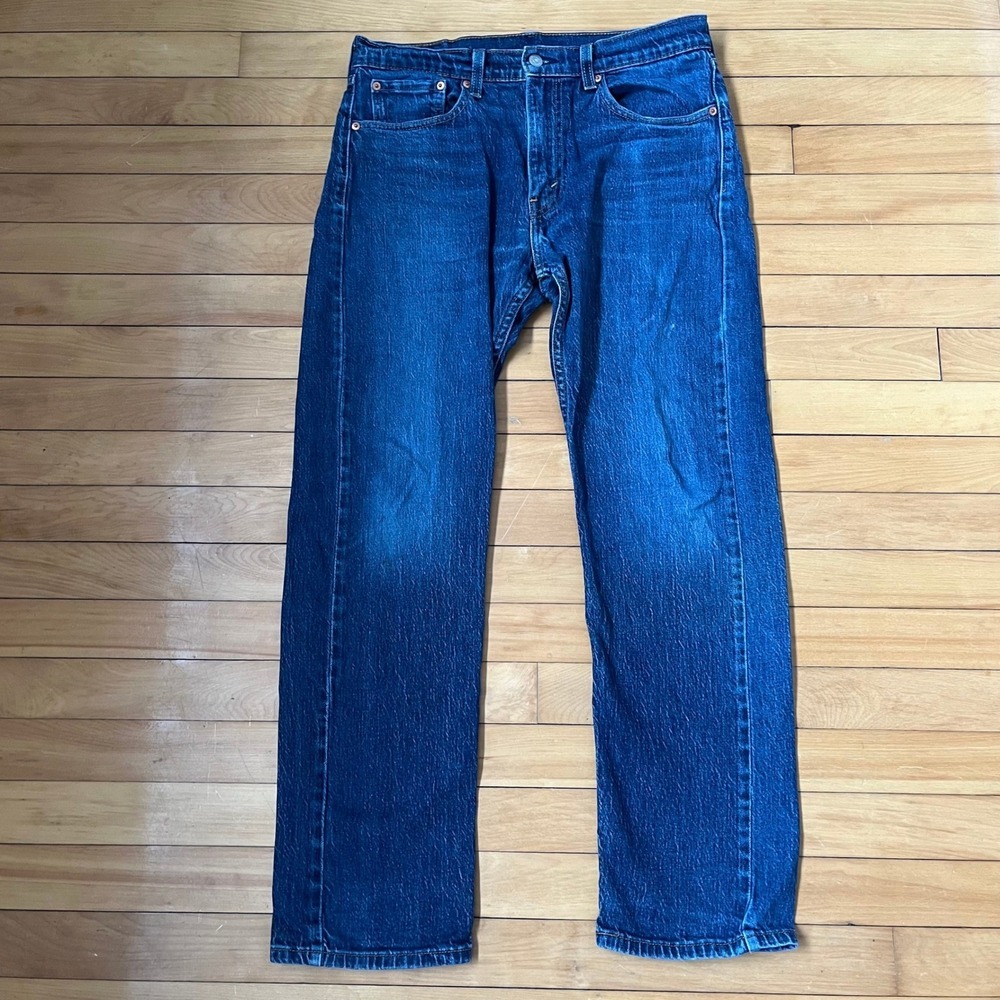 Levis 505 Regular Fit Straight Leg Jeans Dark Wash Blue Mens 32x32 00505-1989